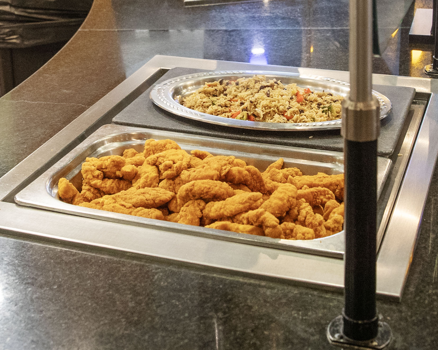 A platter of chicken fingers at the Minus 9 station