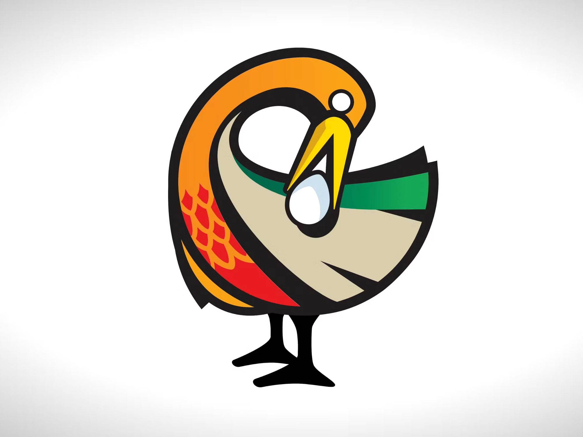 A colorful Sankofa bird design with an egg in its beak