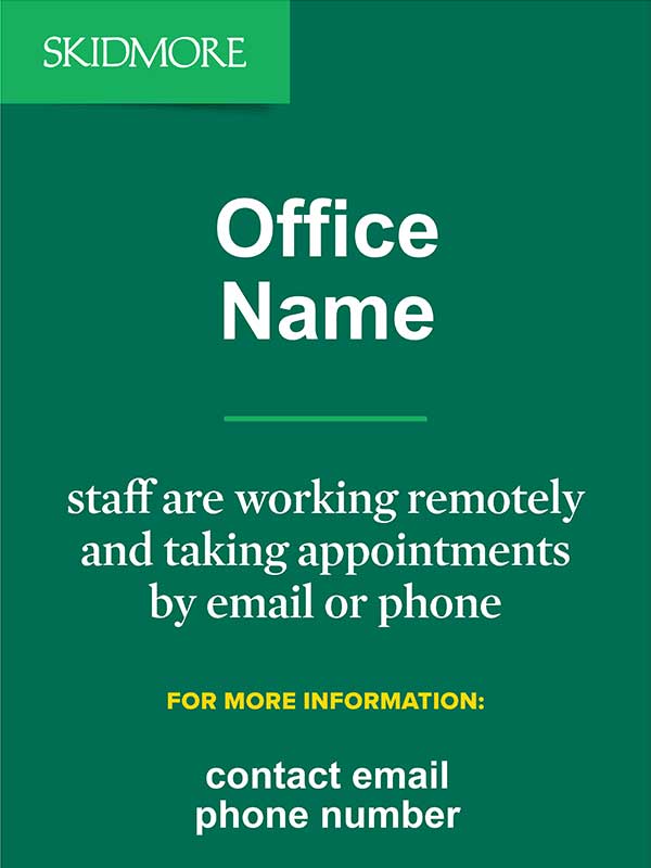 Office Name - staff are working remotely and taking appointments by email or phone