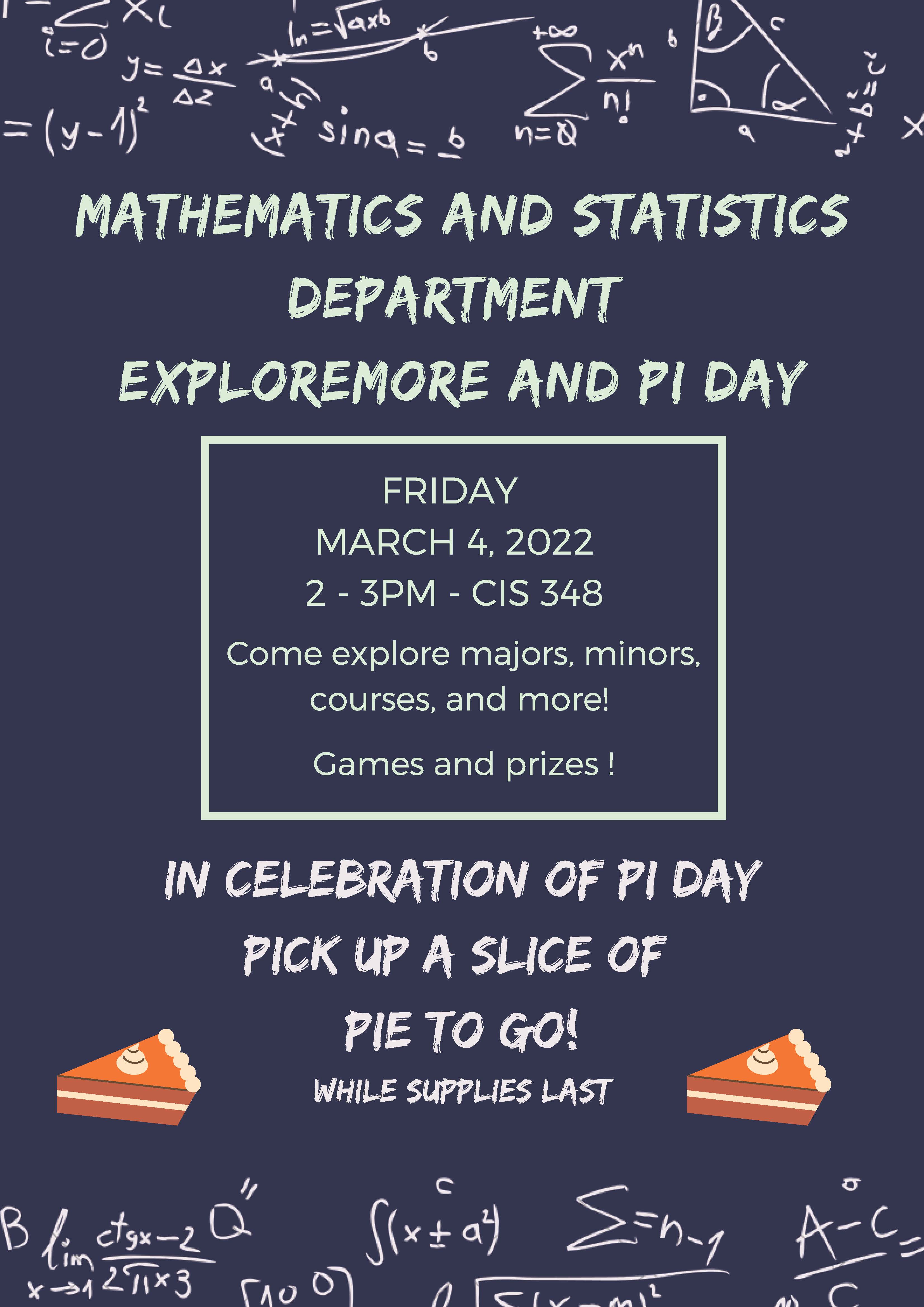 Mathematics Statistics Feb 18 event flyer