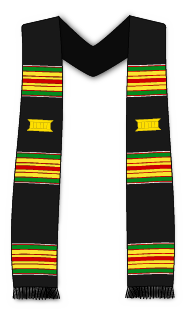 Sash with the traditional colors of Kente, red, yellow, gold and black