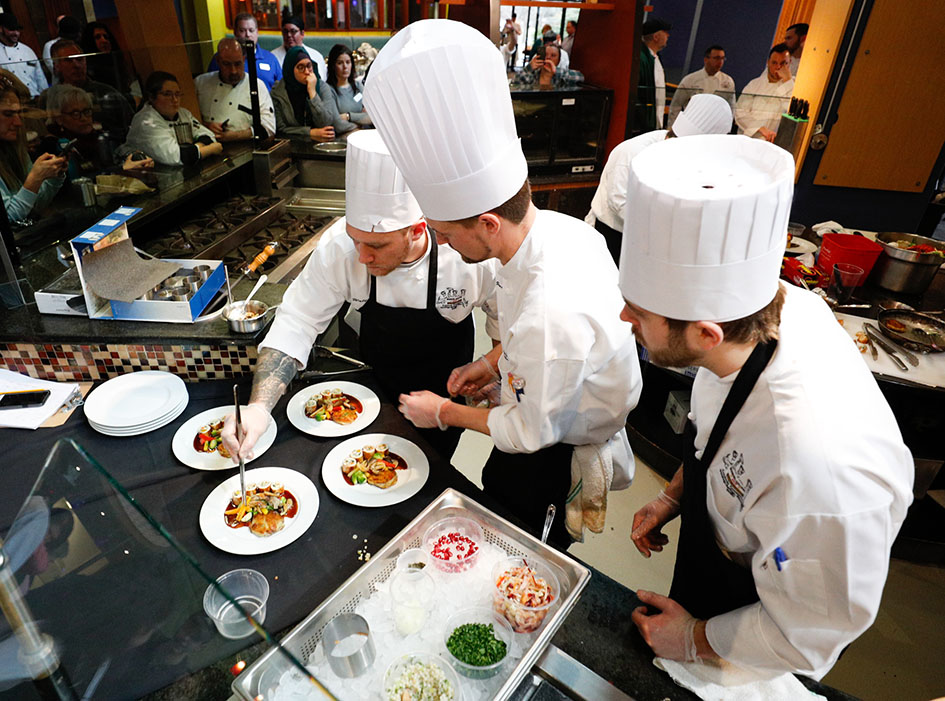 Members of Skidmore's team at an American Culinary Federation-sanctioned cooking competition