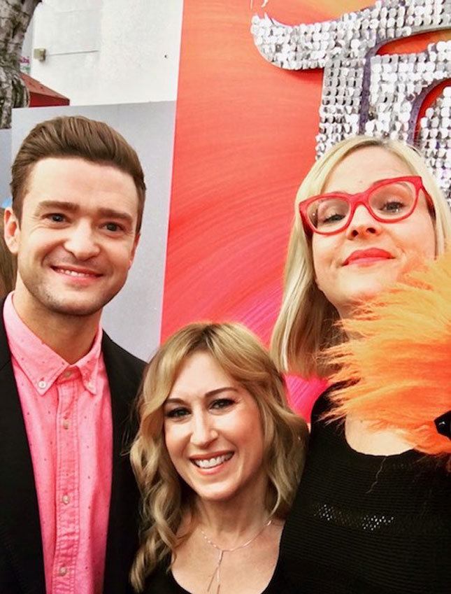 Julianne Jordan ’91 and Justin Timberlake, who worked together on the 2016 film “Trolls.”