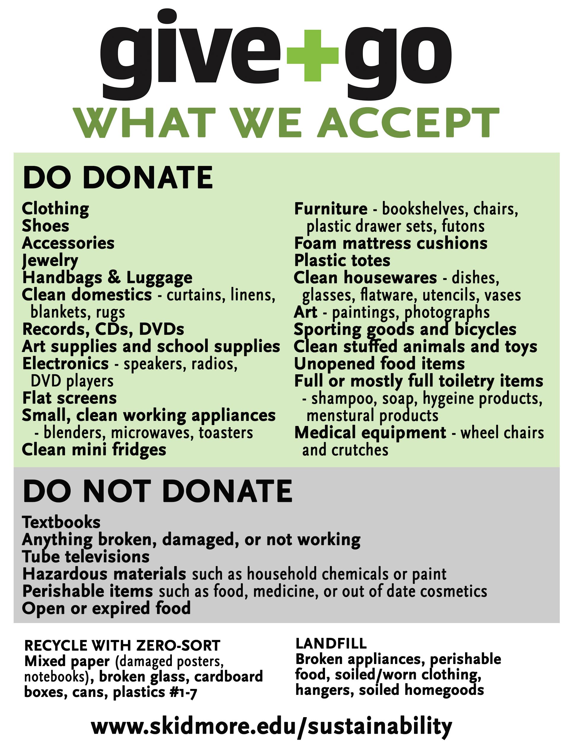 We cannot accept textbooks, broken goods, or perishable items.