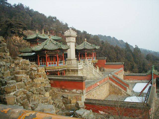 A historic chinese building set in the mountains 